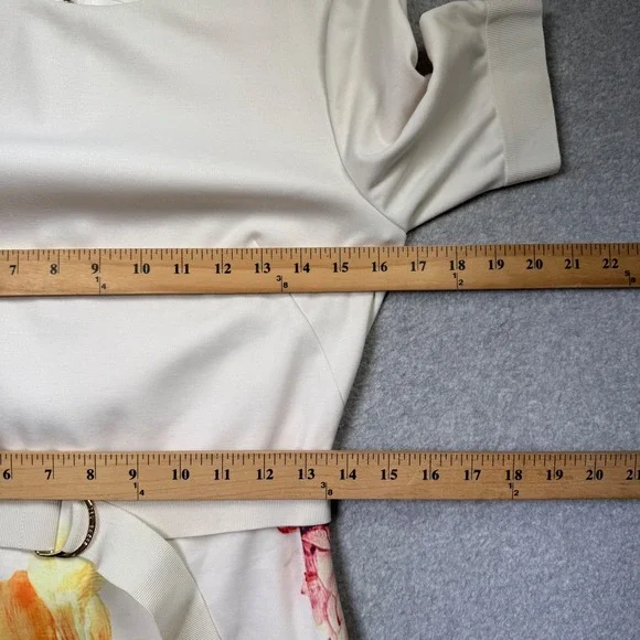 Ted Baker Aldora Tapestry Floral Belted Bodycon Dress Women Ivory Size 3 US 8 - Picture 8 of 11